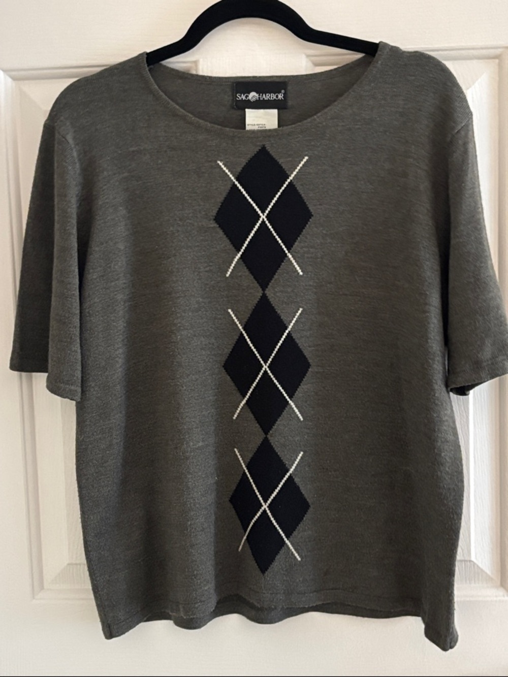 Sag Harbor Gray Sweater with Navy Argyle